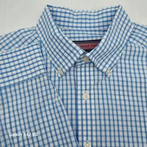 Vineyard Vines Men XL Slim Fit Murray Shirt Blu Gingham Plaid Cotton Button Down
